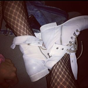 Diesel white military boots size 9 womens vintage